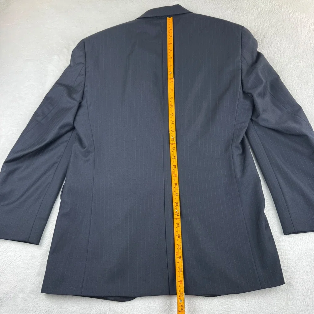 Lauren Ralph Lauren Blazer Mens 38R Navy Blue Pinstripe 100% Wool Suit Jacket